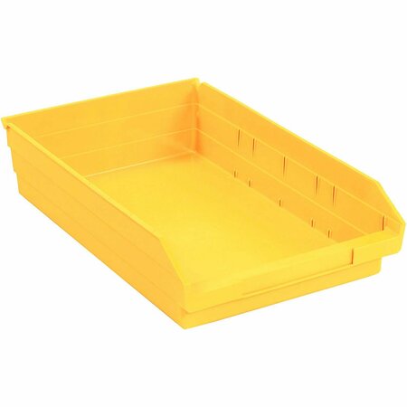 GLOBAL INDUSTRIAL Plastic Nesting Storage Shelf Bin 11-1/8inW x 17-7/8inD x 4inH Yellow 184846YL